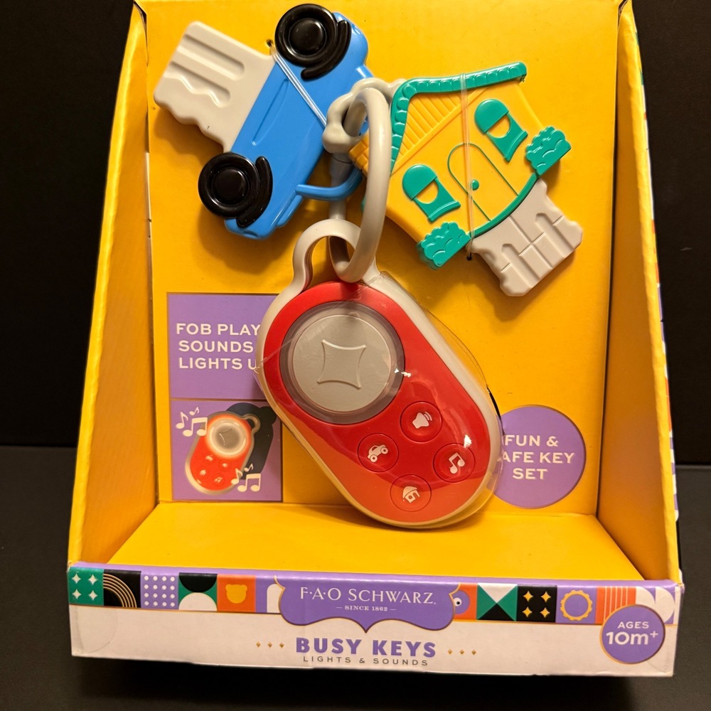 FAO Schwarz Busy Keys Toy Kids Ages 10m+ New Lights and Sounds Musical Fob Set